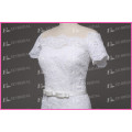 Real Sample Mermaid Scalloped Short Sleeve Lace Appliqued Wedding Gowns 2015